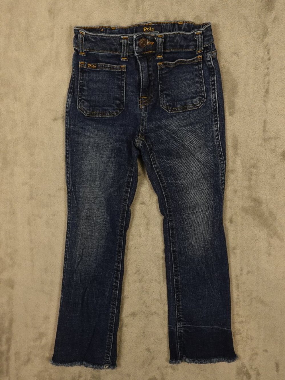 Polo Ralph Lauren Boys Jeans Size 7 Blue Straight Leg Raw Hem Denim‎